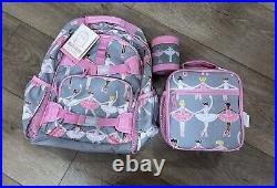 NEW Pottery Barn Kids LARGE Glitter Ballerina Backpack + LUNCH BAG + Thermos