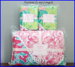 NEW Pottery Barn Kids Lilly Pulitzer PARTY PATCHWORK F/Q Quilt + 2 Std Shams Set