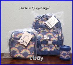 NEW Pottery Barn Kids Mackenzie BLUE RAINBOW Small Backpack Lunch Box Thermos