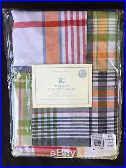 NEW! Pottery Barn Kids Madras Navy blackout curtains panels 84 inch, set of 2