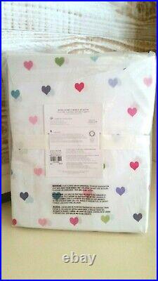 NEW Pottery Barn Kids Organic Cotton Multi-Colored Heart FULL Sheet Set NWT