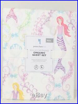 NEW Pottery Barn Kids Pink/Aqua Bailey Mermaid FULL Organic Sheet Set, Ocean