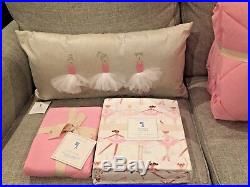 NEW Pottery Barn Kids Pink Cozy Comforter Quilt Sham Ballerina Sheet Set Pillow