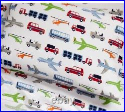 NEW Pottery Barn Kids Quilt Sheets Sham Set Brody Cars Plane Truck Full Queen