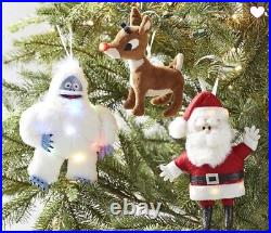 NEW-Pottery Barn Kids Rudolph Light Up Plush Ornament-Bumble-Rudolph-Santa Set