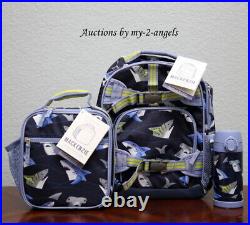 NEW Pottery Barn Kids TROPICAL SHARKS Small Backpack Lunch Box Bag Water Bottle