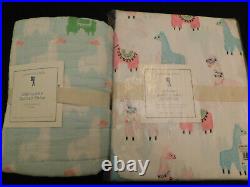NEW Pottery Barn Kids TWIN Libby Llama Sheet Set and Quilted Euro Sham
