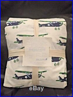 NEW Pottery Barn Kids Vintage Airplane Plane QUEEN 4pc Sheet Set