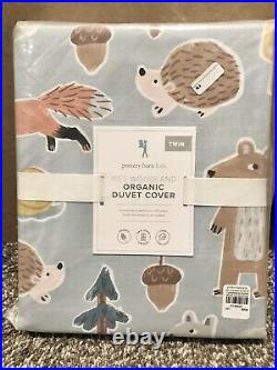 NEW Pottery Barn Kids Wes Woodland Organic Twin Duvet Cover, Fox Pillow Outdoors