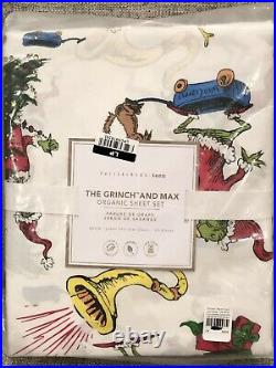 NEW Pottery Barn Teen Cotton The Grinch & Max Queen Sheet Set, Christmas, Kids