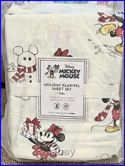 NEW Pottery Barn Teen Disney Mickey Mouse Holiday Flannel Full Sheet Set, Kids