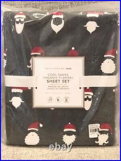NEW Pottery Barn Teen Flannel Cool Santa Full Sheet Set, Christmas Holiday Kids