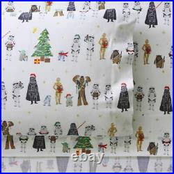 NEW Pottery Barn Teen Star Wars Holiday Organic Cotton Queen 4pc Sheet Set, Kids