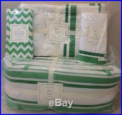 NIP 4P Pottery Barn Kids Baby Green HARPER Chevron Crib Quilt Bumper Sheet Set