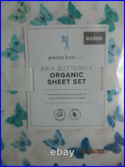 NIP Pottery Barn Kids Organic Colorful RAINBOW Aria Butterfly Queen Sheet Set
