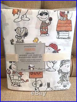 NWT In Plastic POTTERY BARN KIDS Peanuts Snoopy Halloween Sheet Set Queen New