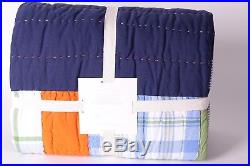 NWT Pottery Barn Kids Aaron FQ quilt & 2 shams full queen f/q navy patchwork