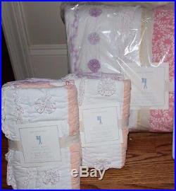 NWT Pottery Barn Kids Bailey Ruffle quilt & 2 std shams full queen coral