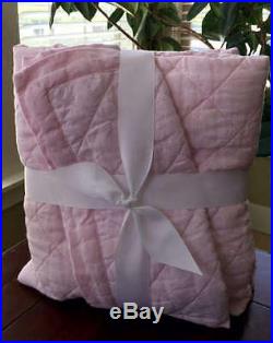 NWT Pottery Barn Kids Belgian Flax Linen Baby Crib 2 Pc Set Quilt & Sham Pink