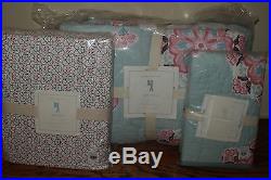 NWT Pottery Barn Kids Brooklyn aqua pink twin quilt, std sham & sheet set