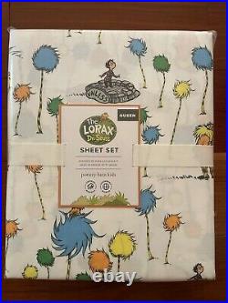 NWT Pottery Barn Kids DR SEUSS LORAX QUEEN Sheet SET CAT IN HAT Adorable