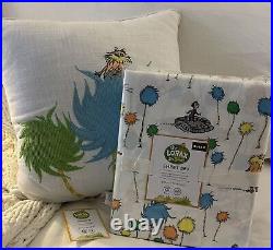 NWT Pottery Barn Kids DR SEUSS LORAX TWIN Sheets & PILLOW CAT IN HAT Grinch