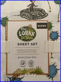 NWT Pottery Barn Kids DR SEUSS LORAX TWIN Sheets & PILLOW CAT IN HAT Grinch