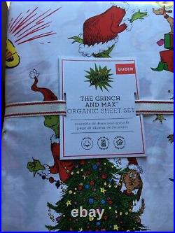 NWT! Pottery Barn Kids Dr. Seusss The Grinch & Max Organic Sheet Set/Queen/$139