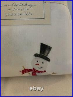 NWT Pottery Barn Kids HOME FOR HOLIDAYS TWIN FLANNEL Sheets CHRISTMAS Santa