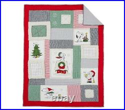 NWT Pottery Barn Kids Holiday Peanuts Snoopy Quilt Set Full/Queen with 2 Shams