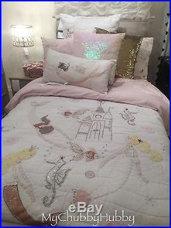 NWT Pottery Barn Kids ISABELLE CASTLE TWIN QUILT Sham SHEETS & MERMAID Pillow