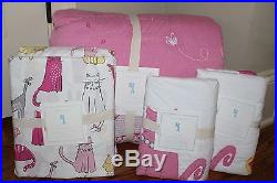 NWT Pottery Barn Kids Kitty Cat FQ quilt & 2 std shams & queen or full sheet set