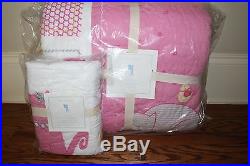 NWT Pottery Barn Kids Kitty Cat twin quilt & standard or euro sham pink