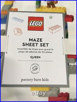 NWT! Pottery Barn Kids LEGO Maze Sheet Set/Queen/White-Multicolor/$139