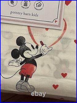 NWT Pottery Barn Kids MICKEY & MINNEY MOUSE VALENTINE QUEEN Sheet Set HEART