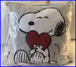 NWT Pottery Barn Kids SNOOPY VALENTINE QUEEN Sheets & Heart PILLOW PEANUTS