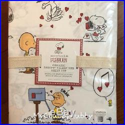 NWT Pottery Barn Kids SNOOPY VALENTINE QUEEN Sheets PEANUTS HEART SOLD OUT