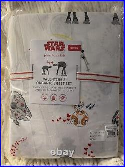 NWT Pottery Barn Kids STAR WARS VALENTINE'S QUEEN SHEETS R2D2 & CP3O Heart