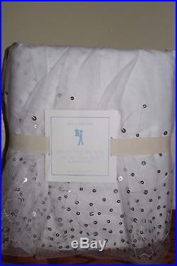 NWT Pottery Barn Kids Sequin Tulle queen bed skirt silver