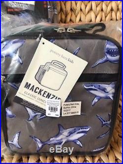 NWT Pottery Barn Kids Shark Large Gray Backpack Lunchbox Water Bottle Mackenzie