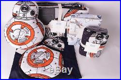 NWT Pottery Barn Kids Star Wars Droid twin quilt sham sheet set & 2 BB8 pillows