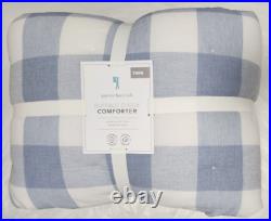 NWT! Pottery Barn Kids Twin Buffalo Check Comforter + 2-Shams Chambray Blue FS
