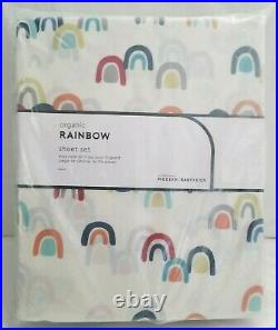 NWT! Pottery Barn Modern Baby+Kids Organic Rainbow Sheet Set Queen Free Ship