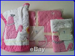NWT S3 Pottery Barn Kids Kitty Full / Queen quilt & 2 standard shams Pink Cat