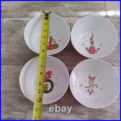 NWTSET OF 4 Pottery Barn Kids 6 INCH Bowls DR. SEUSS GRINCH CHRISTMAS HOLIDAY