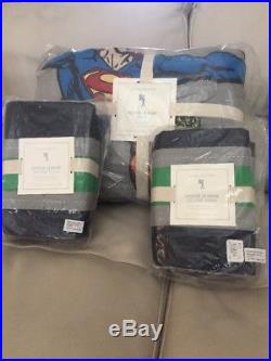 New 3pc Pottery Barn Kids Full/Queen Justice League Quilt 2 Standard shams $310