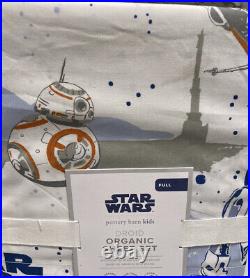 New POTTERY BARN KIDS Star Wars Droid Organic Sheet Set & Pillowcases FULL NWT