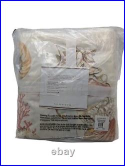 New Pottery Barn Atlantic Seashells Coral Seahorse Full/queen Duvet Cover Rare