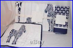New Pottery Barn Baby 4 pc Prescott Crib Bedding Quilt Skirt Sham Bumper Zebra