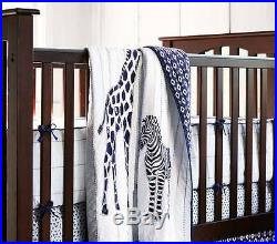 New Pottery Barn Baby 4 pc Prescott Crib Bedding Quilt Skirt Sham Bumper Zebra